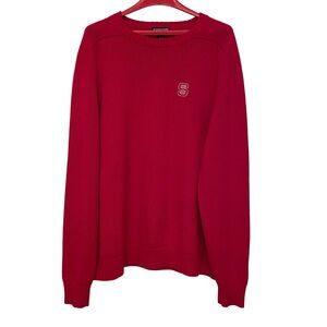 Vintage 90s Lands End NC State Red Cotton Sweater Mens XL 46-48 NCSU Wolfpack
